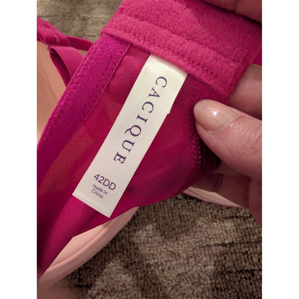 Cacique Bra and Panty Set Womens 42DD 14/16 Pink Bold Lace Balconette Hipster - Picture 6 of 11